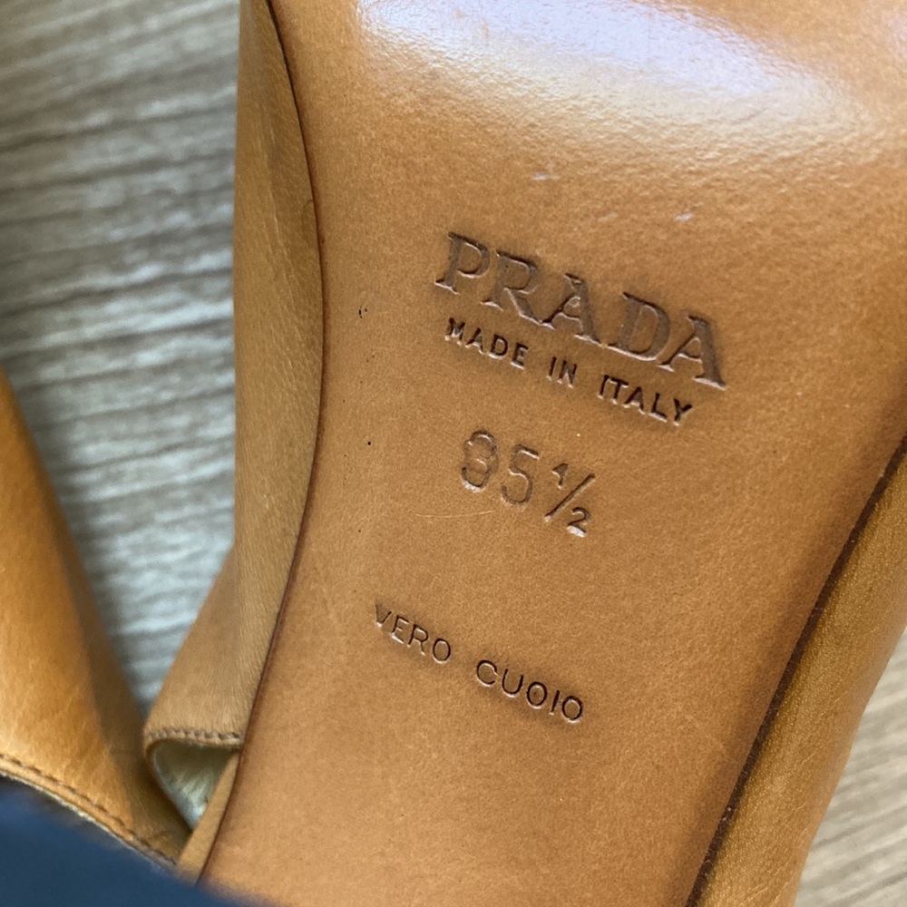 Prada sling back pointy shoes sandals size 35,5 rectangle heel - Picture 7 of 16